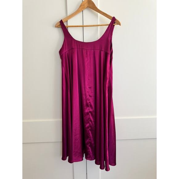 New York & Company Size 6 Women’s Magenta Satin Dress Fit & Flare Sleeveless - Picture 1 of 6